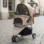 3-Wheel Pet Pet Carriage Foldable Folding Dog Pet Carriage Lightweight Cat Carrier Breathable Mesh Single-Button Fold
