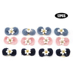 12Pcs Yarn Bow Pet Hair Bow Elastic Band Various Colors Dog Hair Tie Cute Style Soft Texture Pet Head Flower Pet Grooming