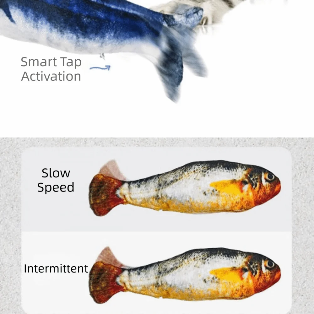 Electric Wagging Tail Fish Cat Toy — Motion Sensor Tap-Activated Type-C Charging Simulation Fish (1–3 Pack)