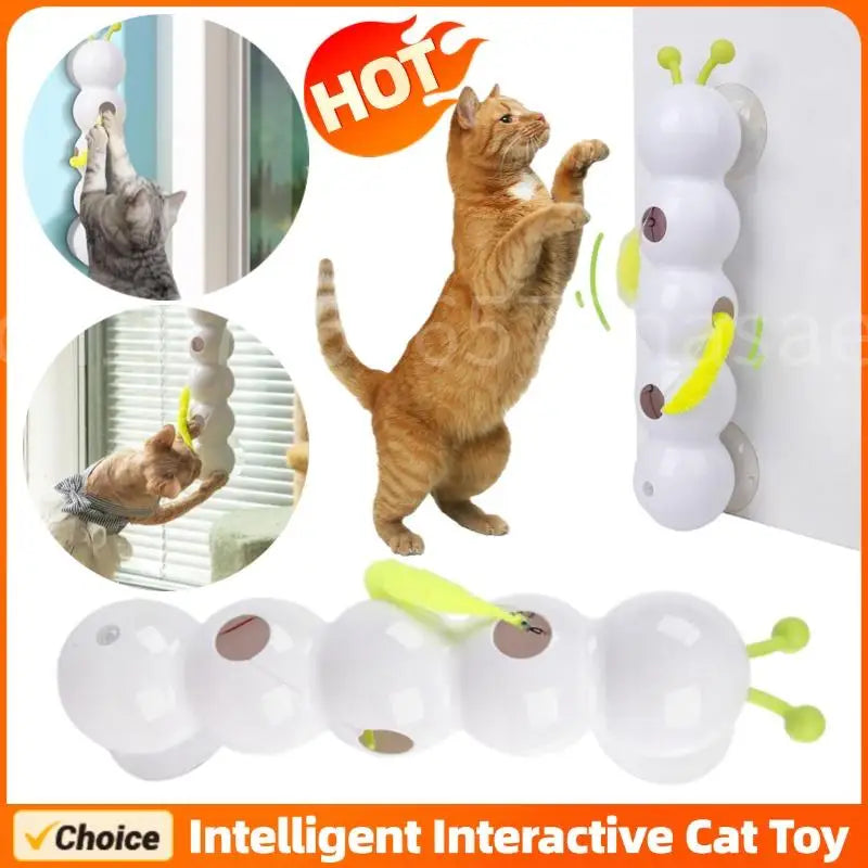 Motion-Activated Caterpillar Pop-Up Cat Teaser Toy — Automatic Emerging Kitten Teaser