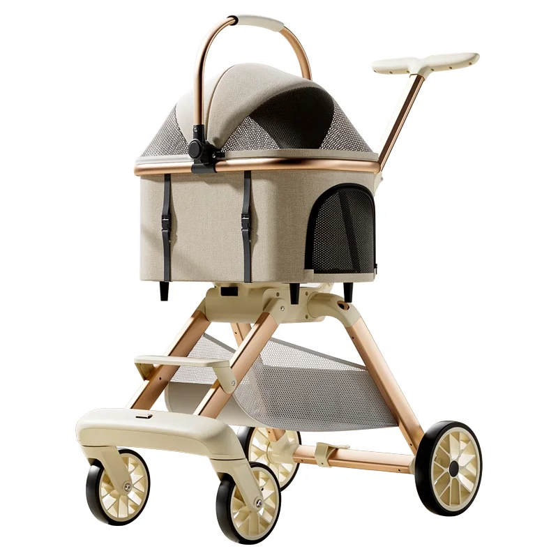 Portable Detachable Pet Stroller Cat and Dog Stroller Lightweight Pet Stroller for Outdoor Travel Foldable Dog Cart