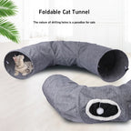 Foldable Indoor Cat Tunnel with Soft Cushion Pillow — Scratch-Resistant Hide & Seek Play Tunnel
