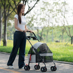 Foldable Pet Stroller, Lightweight Travel Carrier for Small Dogs Cats Up to 15 lbs, Portable Puppy Pushchair