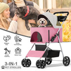 Pet Outdoor Travel, Pink, 3 in 1 Foldable, Detachable Carrier, Push Button Entry