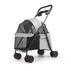 Foldable Pet Stroller for Dogs Cats 4 Wheels Breathable Mesh Dog Carrier with Cup Holder Lightweight Travel Puppy Pushchair