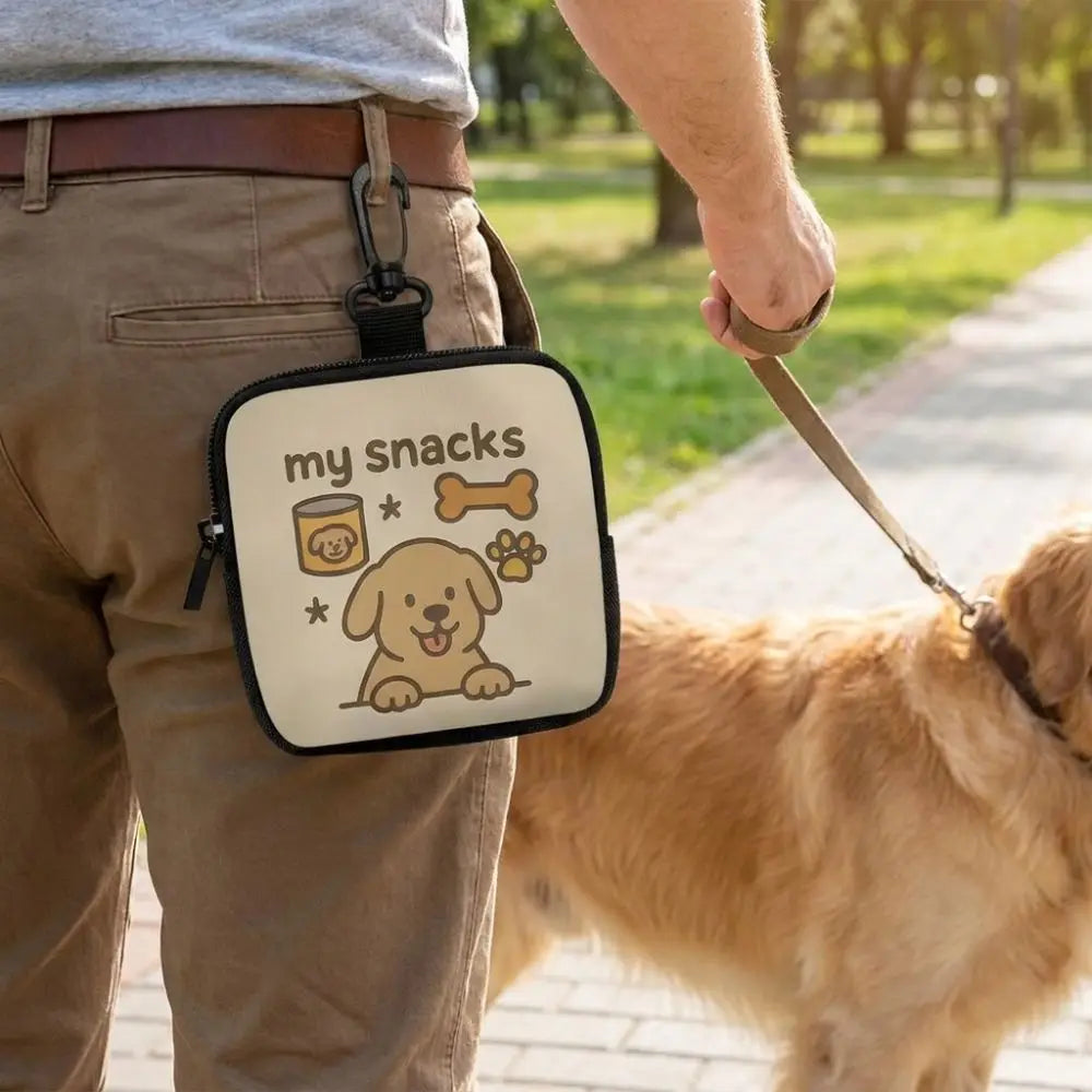 Portable Dog Treat Pouch Transparent Window Zipper Closure Pet Snack Bag Waterproof Waist Belt Clip Dog Reward Bag