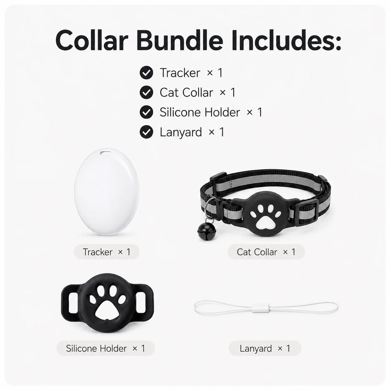 No-Monthly-Fee Find My Compatible Smart GPS Collar Tracker for Cats & Dogs - Waterproof Finder Tag (iOS)