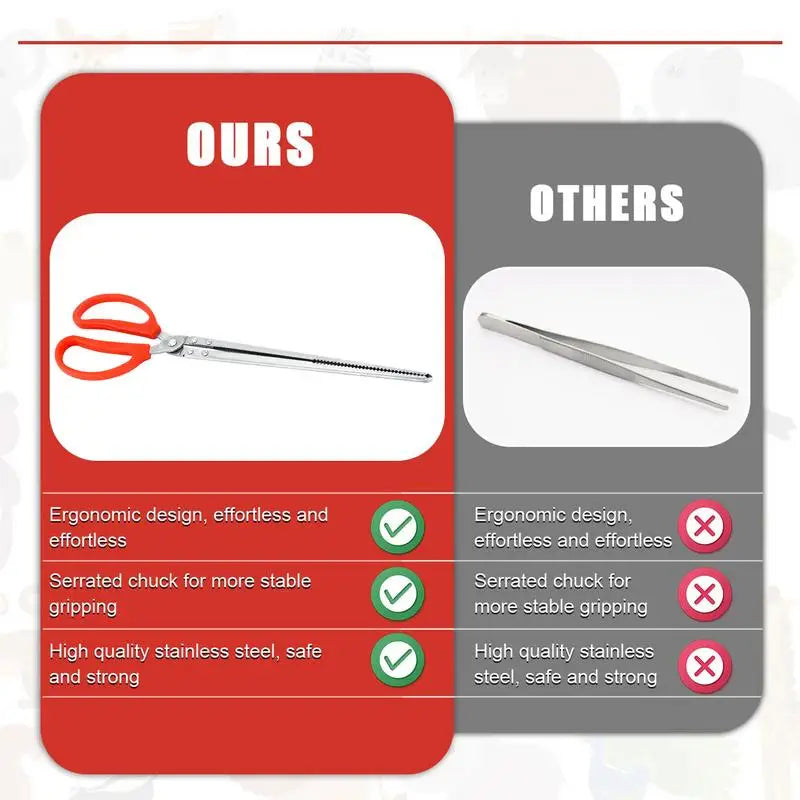 Stainless Steel Reptile Feeder 15 Inches Anti-Skid Feeding Tongs Aquascaping Tools For Hold Worm Steel Reptile Feeding Tong