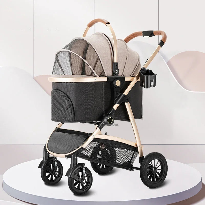 Modern Lightweight Portable Separable Pet Stroller For Cats Dogs Cart 4-wheel Foldable Stroller Outdoor Travel Walking Dog Cart