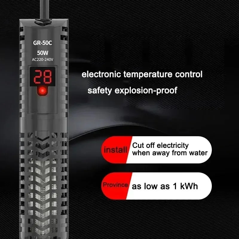 Aquarium Submersible Heater with LCD Display (500W, Digital Adjustable Temperature)