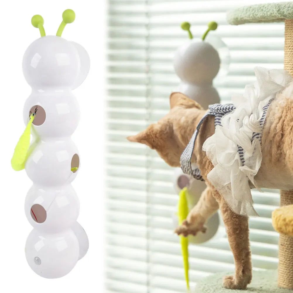 Auto Caterpillar Cat Toy with Tail — Rechargeable Motion-Activated Interactive Toy for Indoor Cats