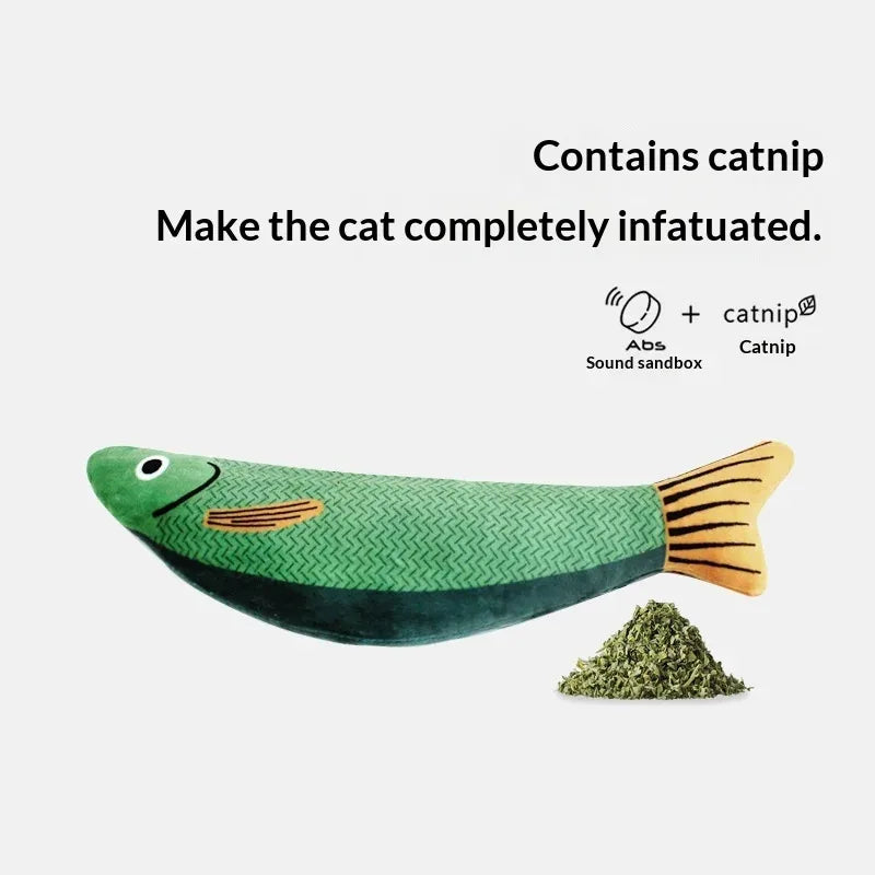 Realistic Catnip & Silvervine Plush Fish Kicker Toy — Interactive Wand & Chew-Resistant Cat Toy