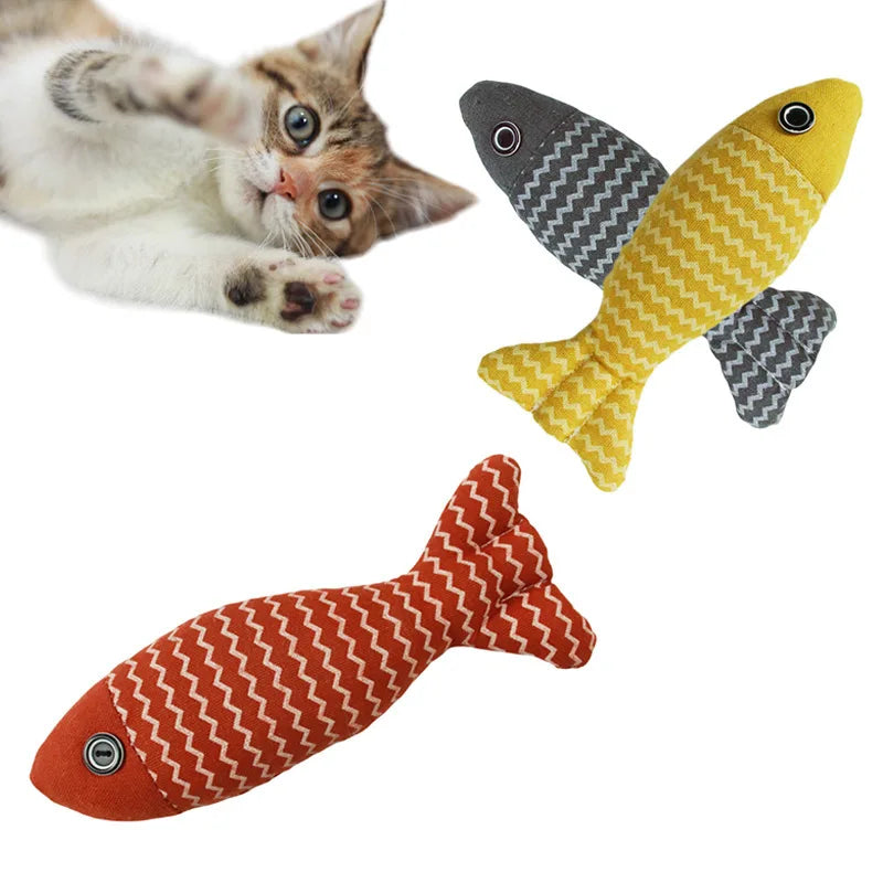Catnip Simulation Fish Plush Cat Chew Toy — Teeth Grinding Self-Enjoyment Cotton Toy for Kittens