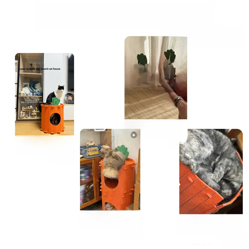 Carrot-Shaped Half-Closed Rabbit House Bed (All-Season)