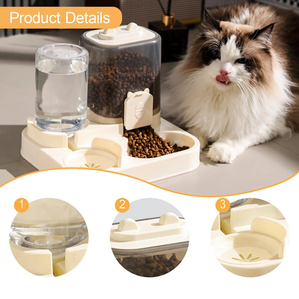 2 in 1 Automatic Pet Feeder Cat Feeding Bowl Travel Supplies Detachable Multifunction Food Container Cats Feeder for Bunny