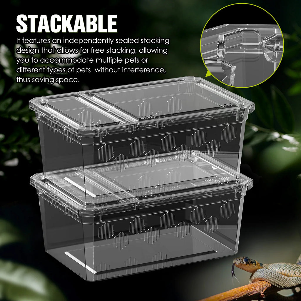 4pcs, Reptile Breeding Box, Portable Transport Container, Suitable for Lizards, Geckos, Snakes, Frogs, Turtles, Spiders