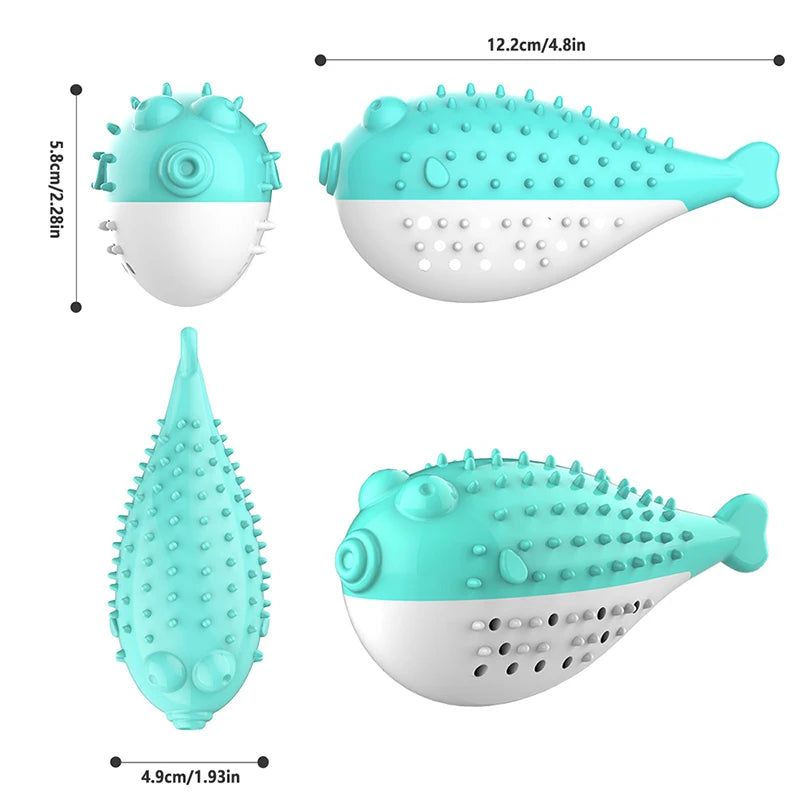 Pufferfish Catnip Detachable Bell Cat Chew Toy — Teething Kitten Toy with Built-In Bell