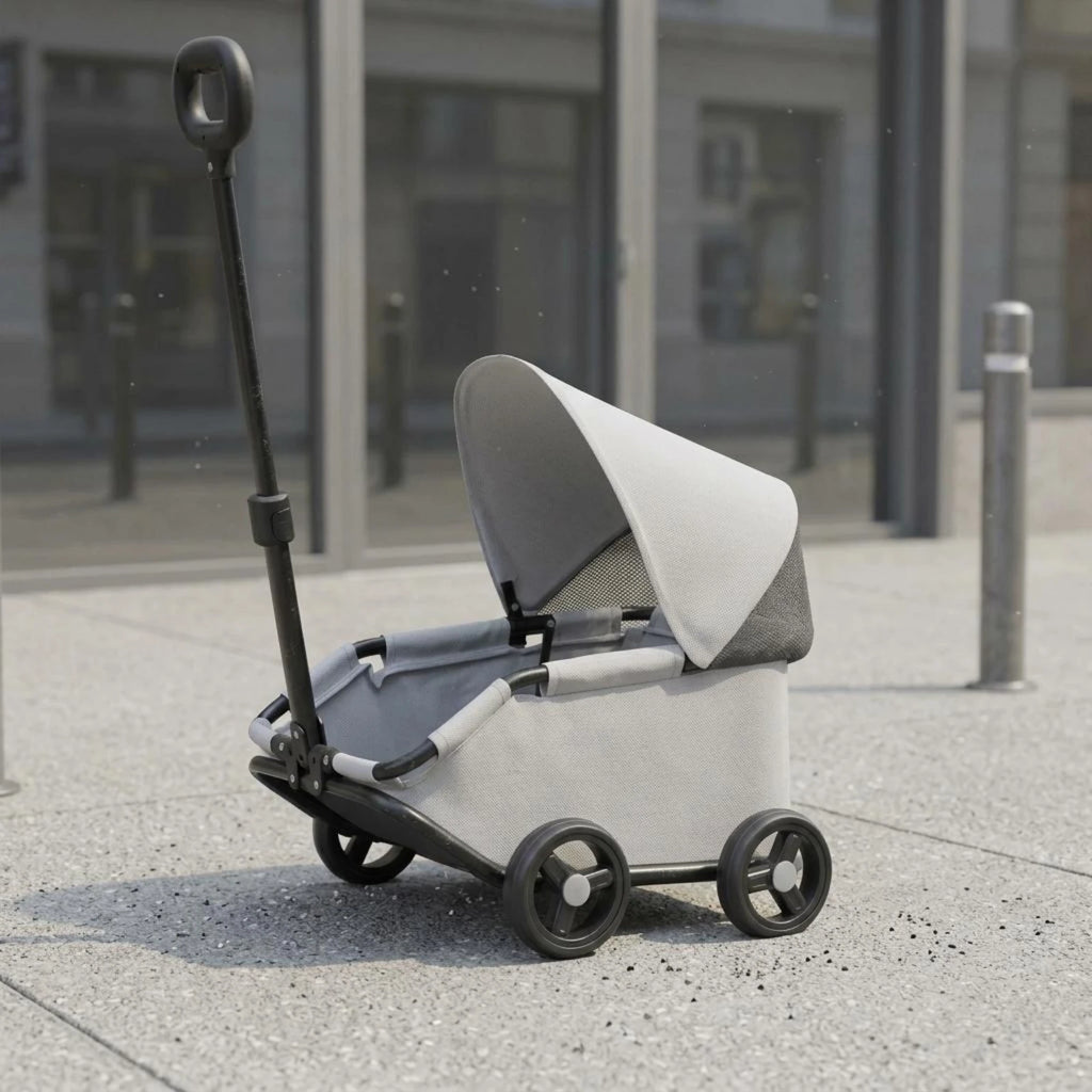 Foldable Pet Stroller Telescoping Handle Lightweight Pet Stroller Rolling Carrier Body Transport Easy Fold