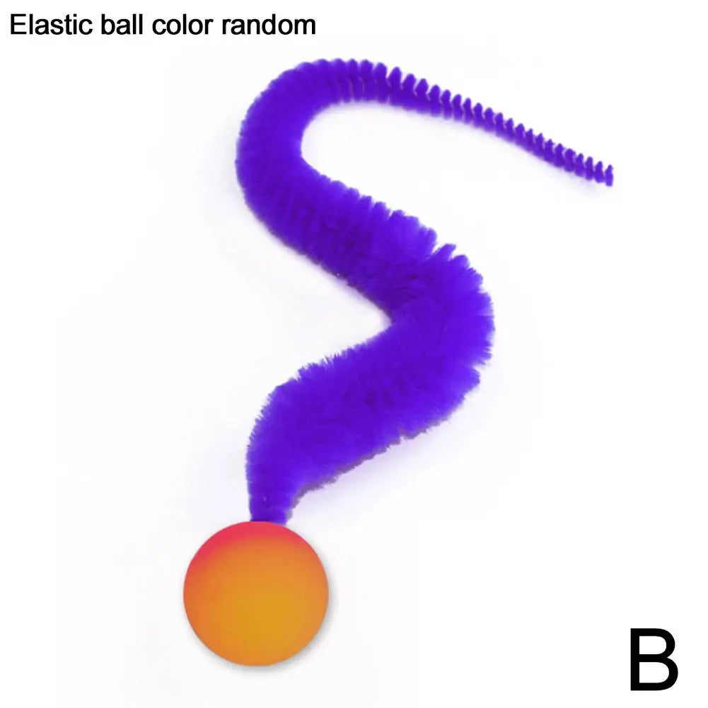 Fluffy Tail Bouncy Ball Cat Teaser Toy — Elastic Simulation Prey Bite Tool