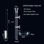 Acrylic Aquarium Shrimp Feeding Dish & Tube (Transparent, 20–30cm, Snail & Shrimp)