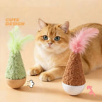 Feather Tumbler Wobbler Cat Toy — Non-Toxic Bite-Resistant Interactive Solo Play Cat Teaser