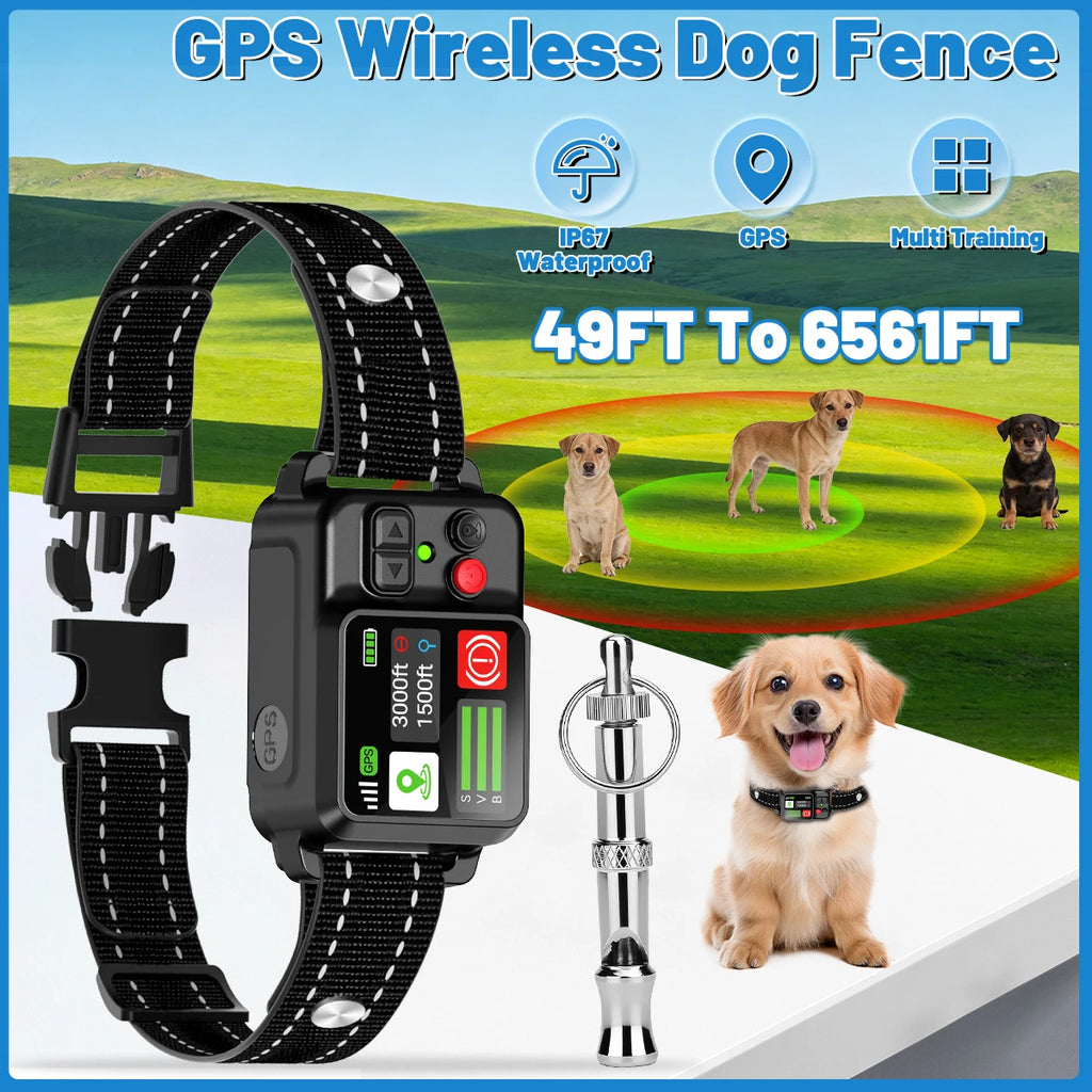 Orcleab IP67 Waterproof GPS Wireless Electric Fence System for Dogs - Adjustable Warning Strength for Outdoor Use