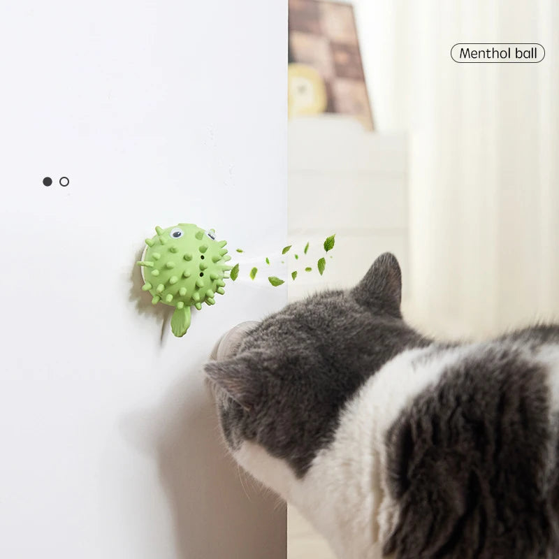 2-Pack Catnip Pufferfish Ball Cat Toys with Dust Cover — Boredom-Relief Teeth Grinding Toy for Kittens