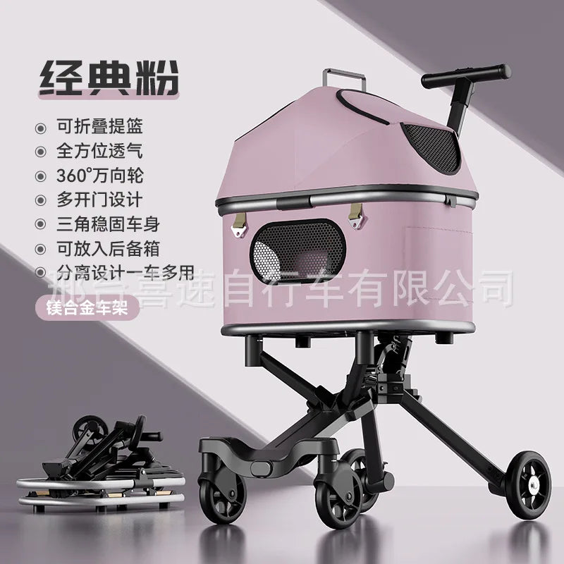 New Style Lightweight Foldable Detachable Pet Stroller Small Dog Cat Stroller Travel Carrier Cage For Walking Outdoors