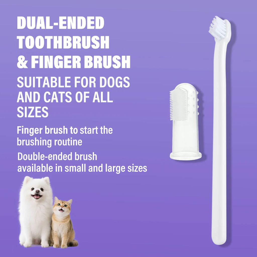 GJYC PET Enzymatic Roast Chicken Dental Care Kit With Brush Finger Brush Gentle Clean Tartar Control For Dogs Cats