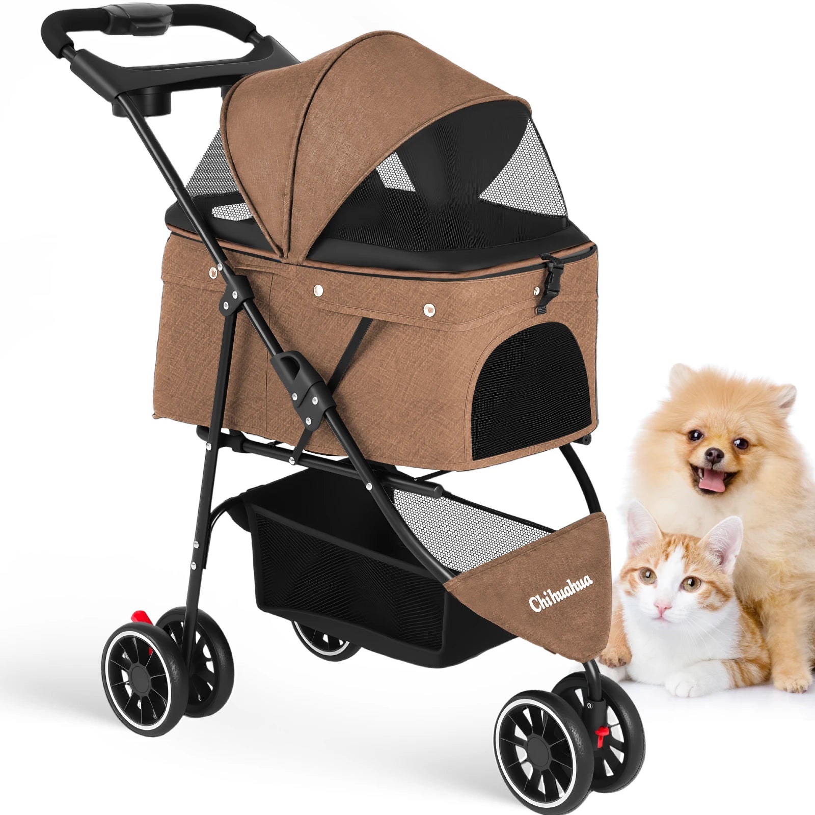 Portable Foldable Pet Stroller with Canopy (Small Dogs & Cats)