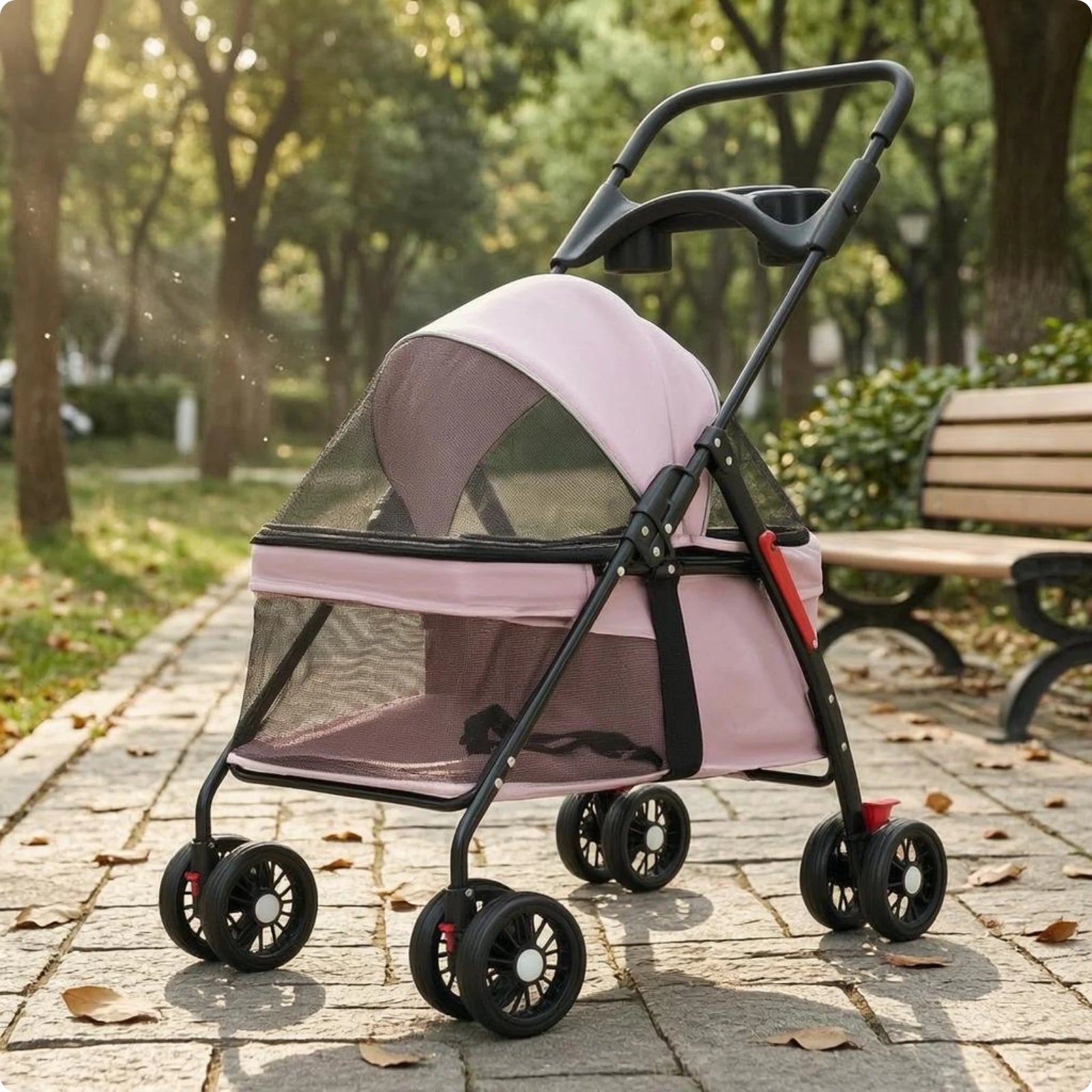 Foldable Pet Stroller Lightweight Feline and Dog Stroller Compact Ventilated for Cats, Outdoor Walking, Travel