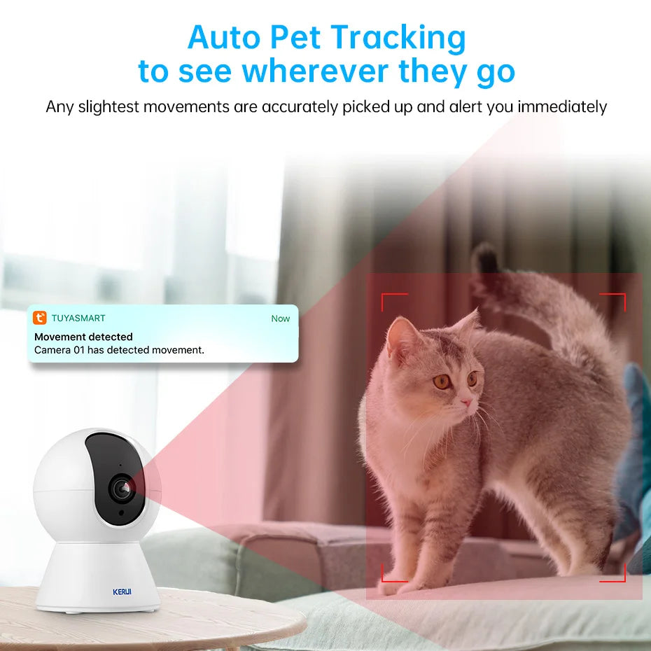 KERUI 4K 8MP Smart WiFi Pet Camera with Night Vision, AI Alerts & Tuya Smart Home Integration
