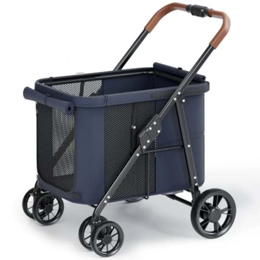 Dog Stroller for Large and Medium Dogs, Pet Stroller for 2 Small Dogs Up to 80 Lbs, Extra Large Heavy Duty, Folding and Breatha