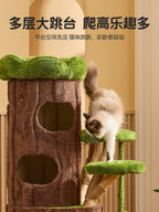 Solid Wood Jungle Cat Tree with Scratching Board