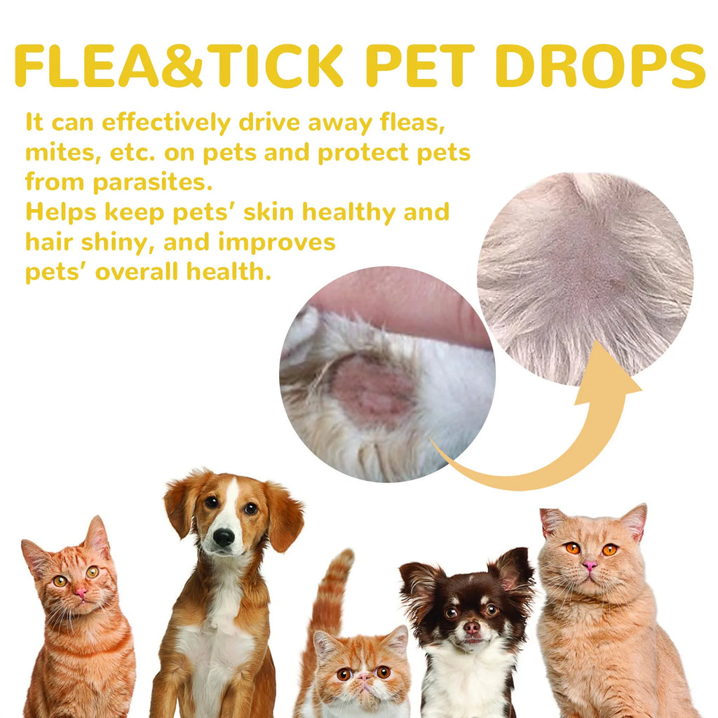 Anti-Flea Treatment Drops for Cats and Dogs (Tick & Lice Remover, Multi-Size)