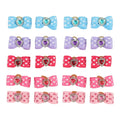 Heart-Shaped Pet Bow Hair Ties 20-Pack (Rhinestone, Elastic Band)
