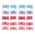 Heart-Shaped Pet Bow Hair Ties 20-Pack (Rhinestone, Elastic Band)