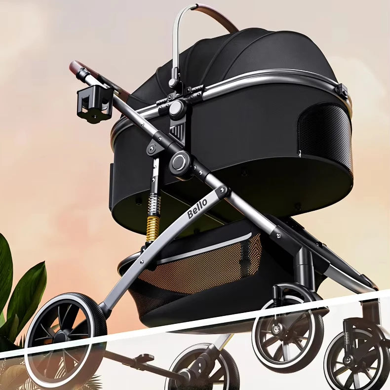STLFSmall Foldable Pet Stroller with 4 Wheels Travel Carrier for Dogs Cats Aluminum Fabric Material for Car Rides Outdoor Ventur