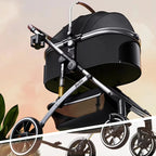 STLFSmall Foldable Pet Stroller with 4 Wheels Travel Carrier for Dogs Cats Aluminum Fabric Material for Car Rides Outdoor Ventur
