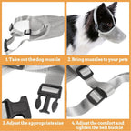 Air Mesh Dog Mouth Cover Adjustable Strap Soft Flexible Dog Anti Bite Guard Lightweight Multi-size Air Flow Dog Muzzle
