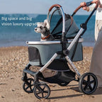 2026 New One Click Automatic Folding Pet Cart Large Space Dog Cat Stroller Outdoor Travel Shopping Mall Pet Carrier