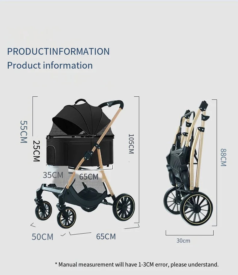 2026 Lightweight Pet Stroller for Dogs and Cats Detachable Foldable Small Cart Portable Walker for Pets Going Out Pet Trolley