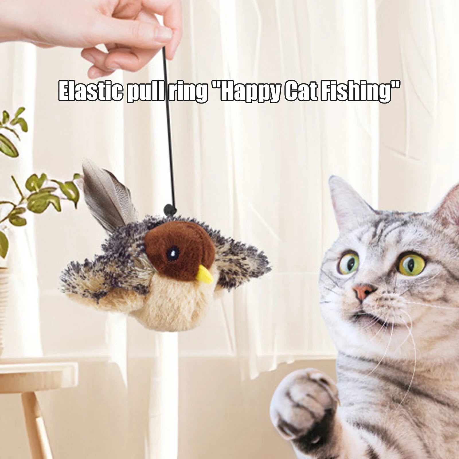 Flappy Bird Touch-Activated Cat Toy — Flapping Wings Catnip Interactive Sandpiper Kitten Toy