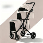 Double Pet Stroller for Dogs and Cats Travel Carriage with Safety Beltsand 4 Lockable Wheels  Foldable for Multi-Pet Medium