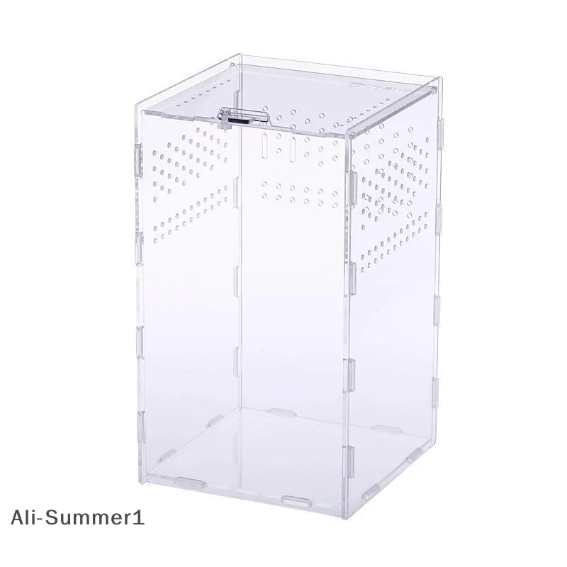 【E】Acrylic Transparent Reptile Breeding Box Terrarium Habitat Insect Spider Lizard Scorpion Feeding Cage Arboreal Enclosure Case