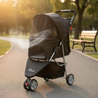 3-Wheel Pet Pet Carriage Foldable Folding Dog Pet Carriage Lightweight Cat Carrier Breathable Mesh Single-Button Fold