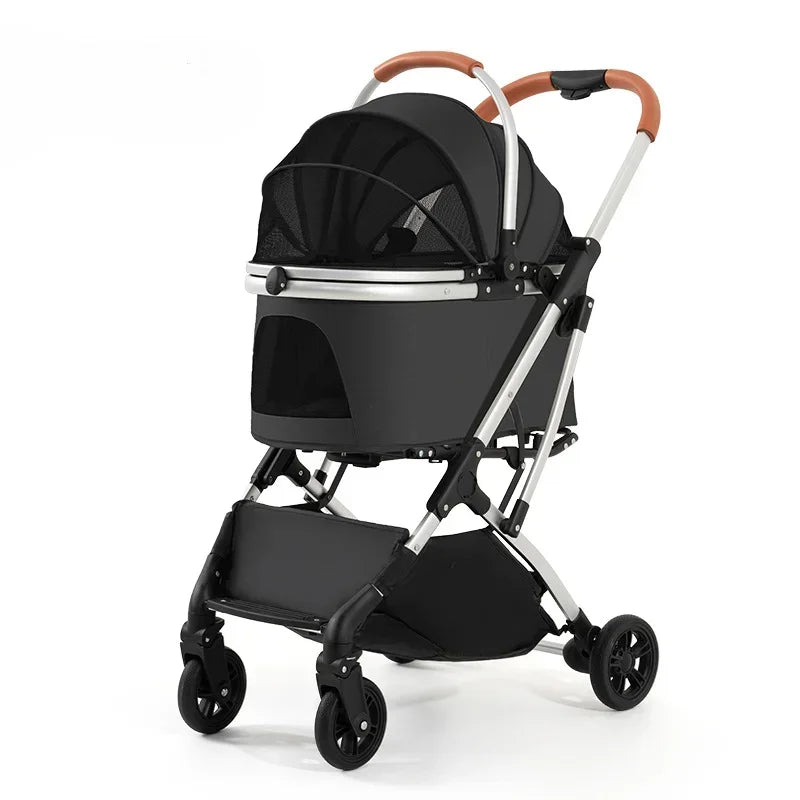 Multifunctional Pet Stroller Detachable Basket Car Pet Travel Bag Multi-ventilated Pet Carriage High-view Portable Dog Stroller