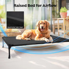 Cooling Elevated Dog Bed with Bolster Cushion (42x30in, Black)