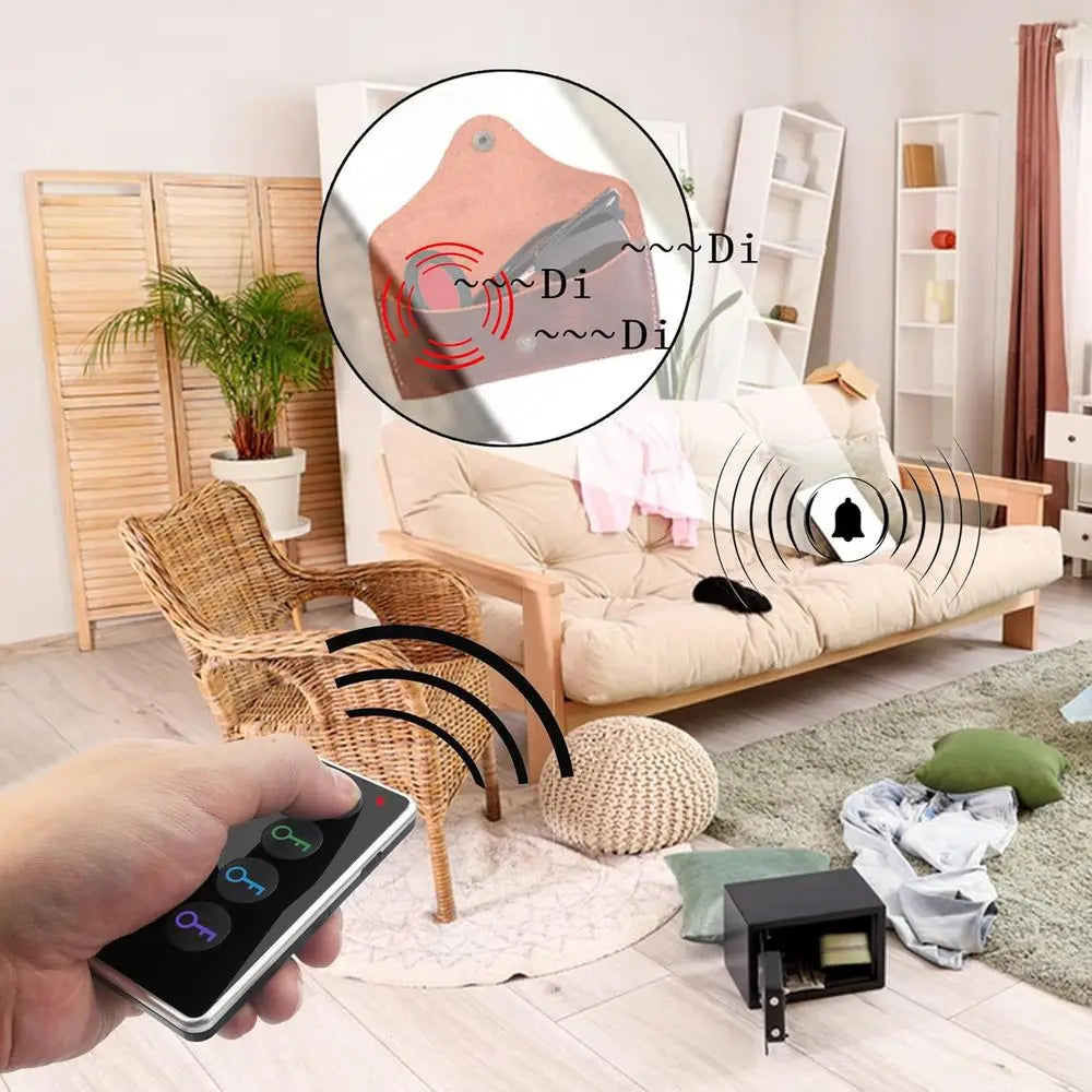 Wireless Locator Set with 80dB Alarm & Flashlight - 131ft Range, 1 Transmitter & 4 Receivers for Keys, Pets & Items