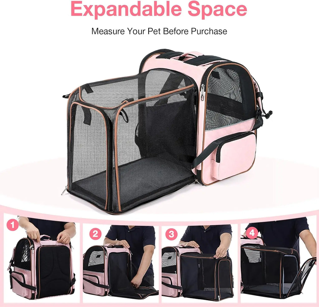 Large Cat Backpack Carrier Expandable Foldable Pet Carrier Backpack for Small Dogs Puppy Medium Cats Fit Up to 18 Lbs for Travel